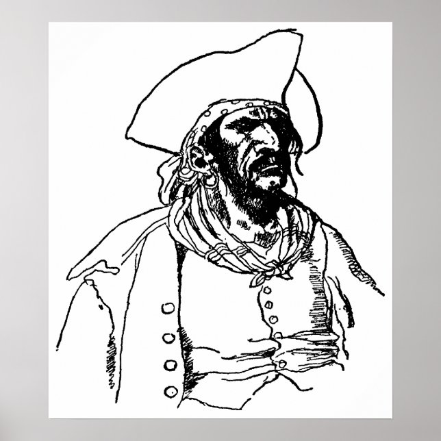 Póster Piratas de época, un boceto bucanero de Howard Pyl (Frente)