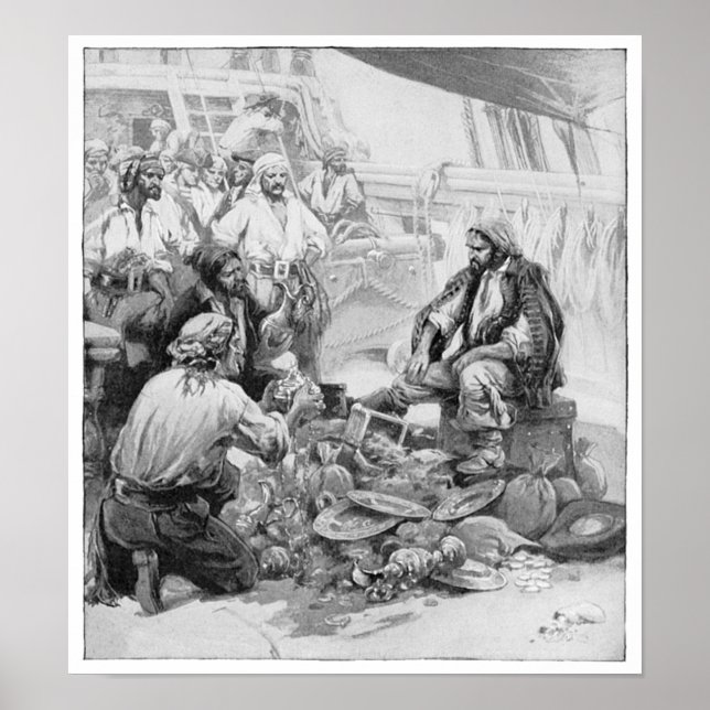 Póster Piratas de la época cuentan sus tesoros y saqueos (Frente)