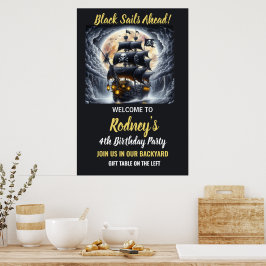 Póster Pirate Bounty Ahead Cumpleaños