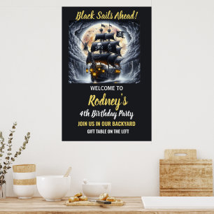 Póster Pirate Bounty Ahead Cumpleaños