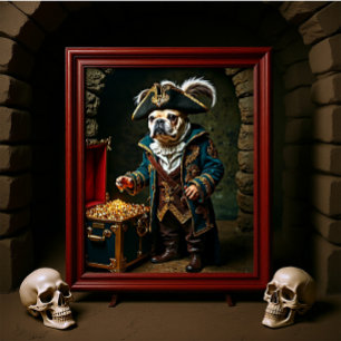 Póster Pirate Bulldog francés Blue Gold Coat