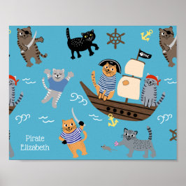 Póster Pirate Cat Pattern for Boy and Girl Kids