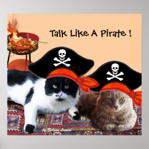Póster PIRATE CATS, habla como un Fiesta de barbacoa del 
