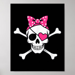 Póster Pirate Chica Skull Heart Outfit Toddler Valentine 