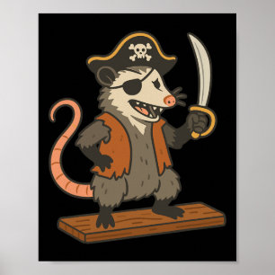 Póster Pirate Opossum Funny Disstuma de Halloween Amor Po