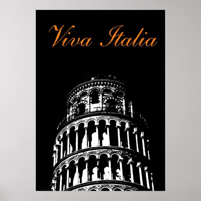 Póster Pisa Italia: Viaje de la Torre Blanca de Pisa (Frente)