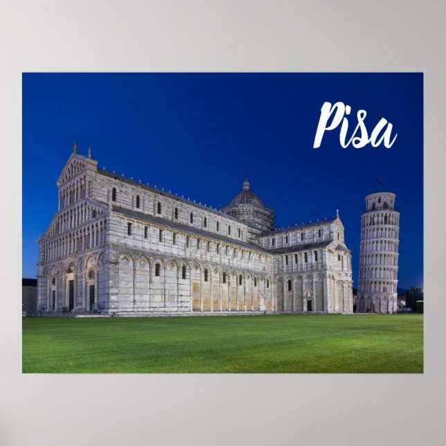 Póster Pisa Leaning Tower Night Panorama Italy Gift (Frente)