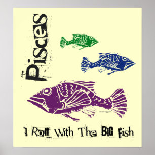 Póster Pisces Big Fish Zodiac Poster