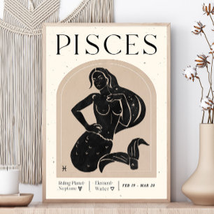 Póster Pisces Feminine Zodiac Poster