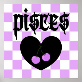 Póster Pisces Gothic Aestética a cuadros de cerezo