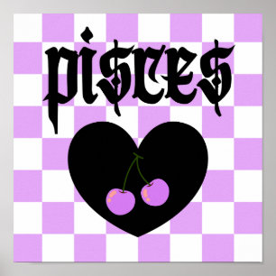 Póster Pisces Gothic Aestética a cuadros de cerezo