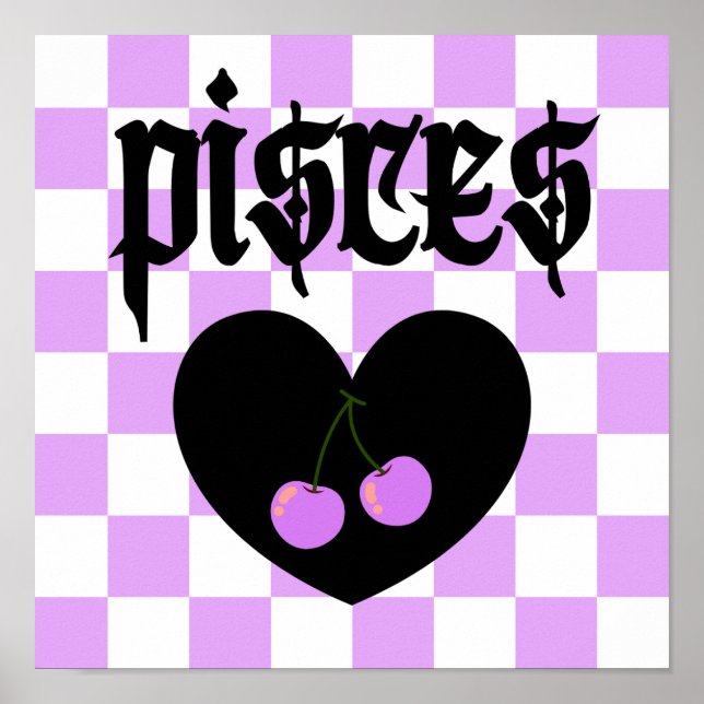 Póster Pisces Gothic Aestética a cuadros de cerezo (Frente)
