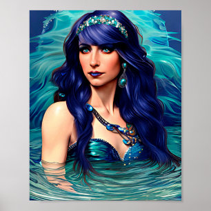 Póster Pisces Mermaid Queen Original Fantasy art