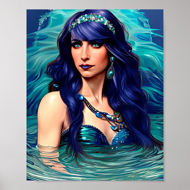 Póster Pisces Mermaid Queen Original Fantasy art (Frente)