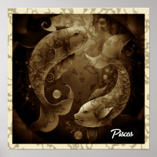 Póster Pisces Rótulo Wall Art