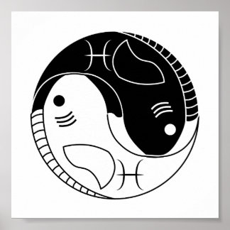 Póster pisces yin yang astrología de peces zodiac símbolo