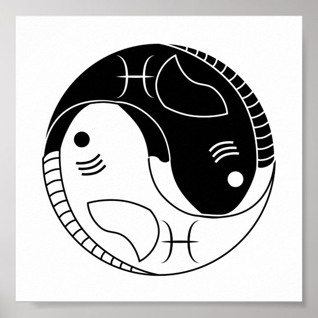 Póster pisces yin yang astrología de peces zodiac símbolo (Frente)