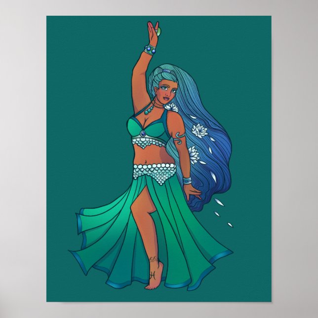 Póster Pisces Zodiac danza del vientre Bailarina Astrolog (Frente)