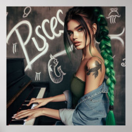 Póster Pisces Zodiac Músico Piano