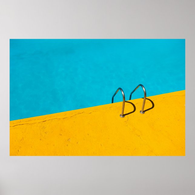 Póster Piscina con escalera de acero inoxidable (Frente)