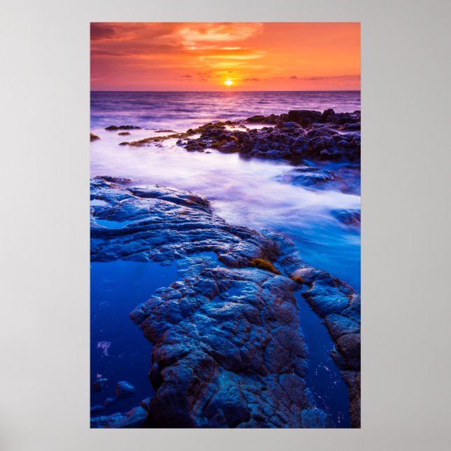 Póster Piscina De Atardecer Y Marea En Hawái (Frente)