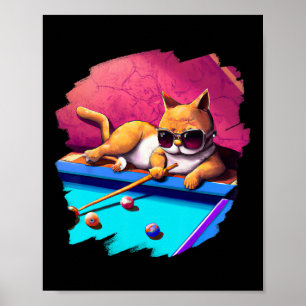 Póster Piscina De Gatos Billiards In Lounge Guay Funny Ca