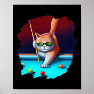 Póster Piscina De Gatos Billiards In Lounge Guay Funny Ca