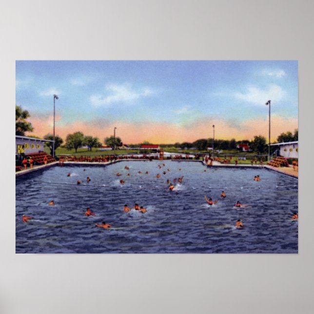 Póster Piscina Municipal de Grand Island Nebraska (Frente)