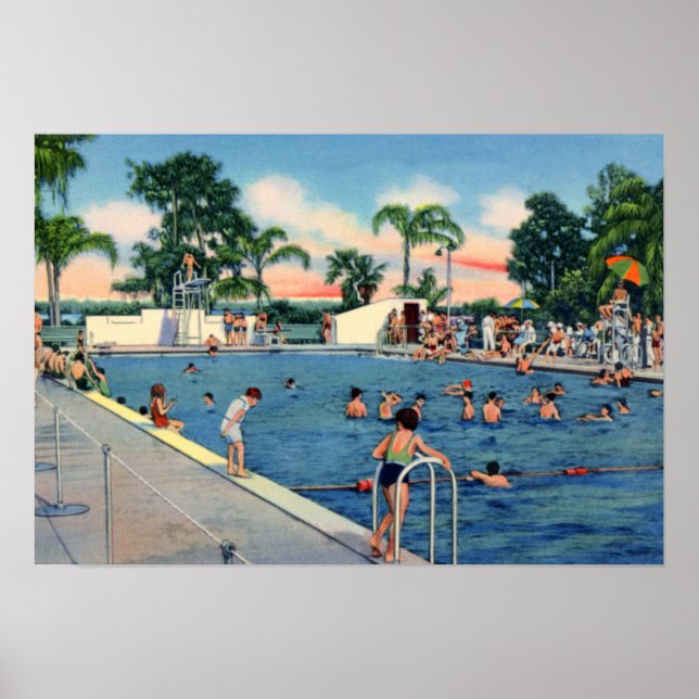 Póster Piscina Municipal de Lakeland Florida (Frente)