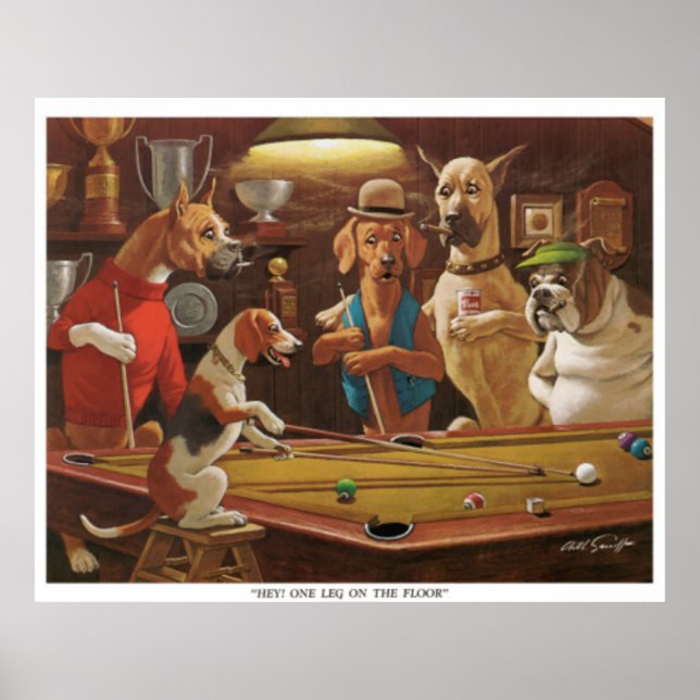 Póster Piscina para perros - ¡Oye, una pierna en el suelo (Frente)