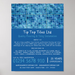 Póster Piscina, Piso, Anuncio del Instalador de mosaicos