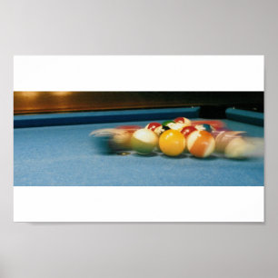 Póster Piscina/tabla de Biliiards, bolas, ques -- Poster