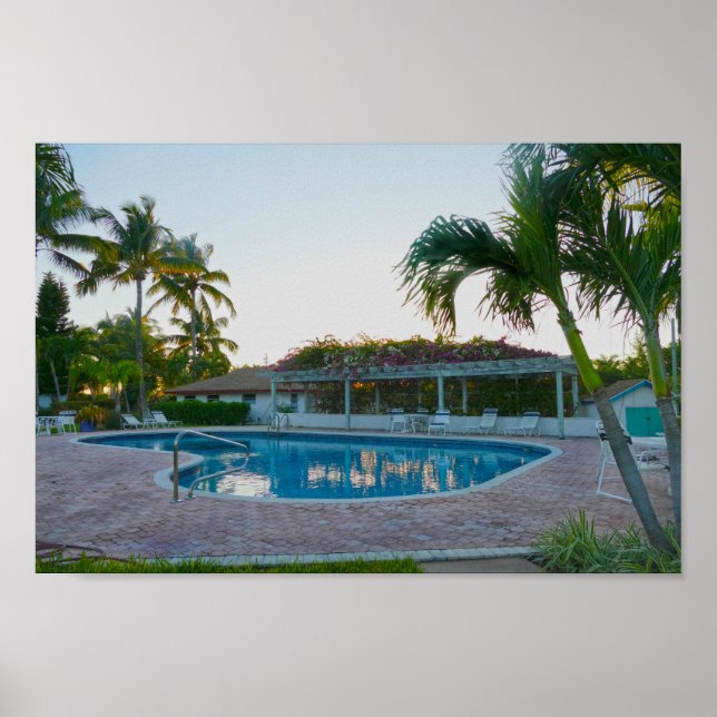 Póster Piscina tropical al atardecer, Bahamas (Frente)
