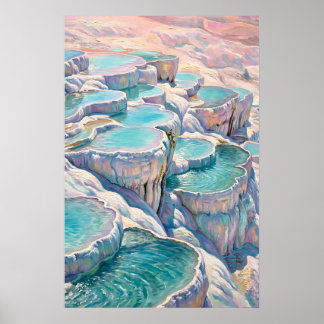 Póster Piscinas termales iridiscentes de Pamukkale en Tur