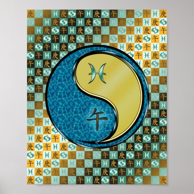 Póster Piscis y caballo Metalizado (Frente)
