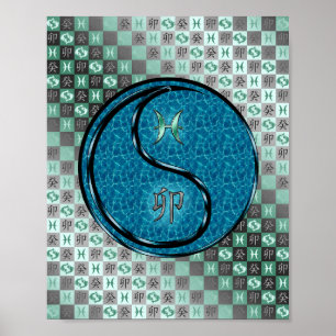 Póster Piscis y Conejo de Agua