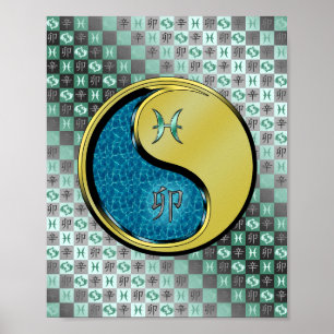 Póster Piscis y conejo Metalizado