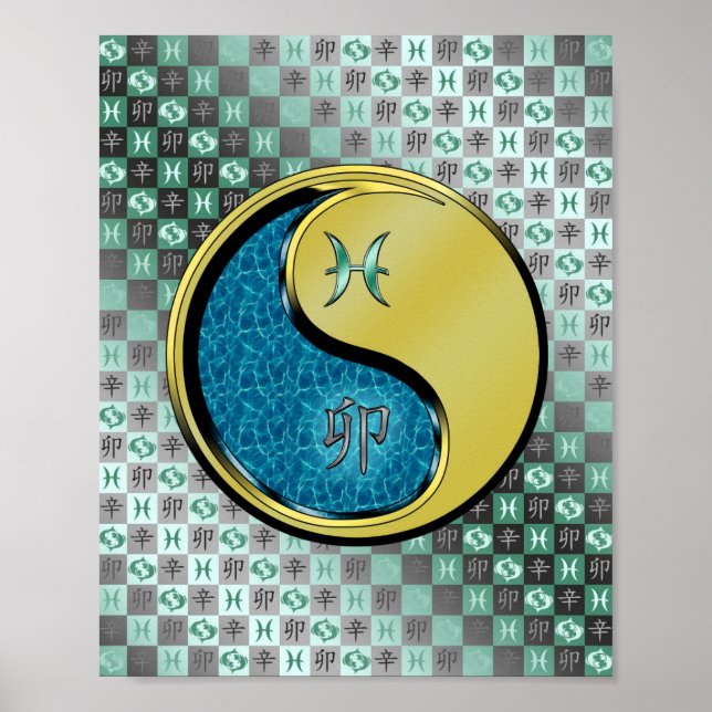 Póster Piscis y conejo Metalizado (Frente)
