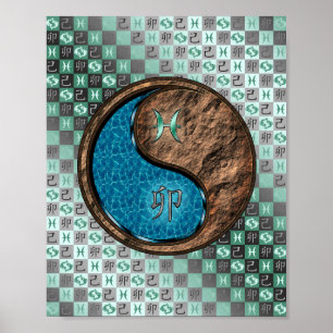 Póster Piscis y conejo terrestre
