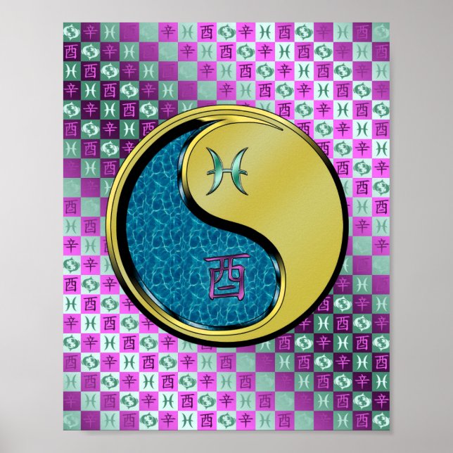 Póster Piscis y Rooster Metalizado (Frente)