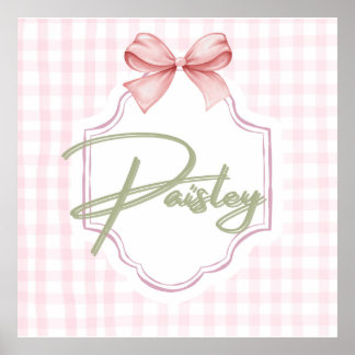 Póster Pisley Baby Nursery Gingham Personalizado