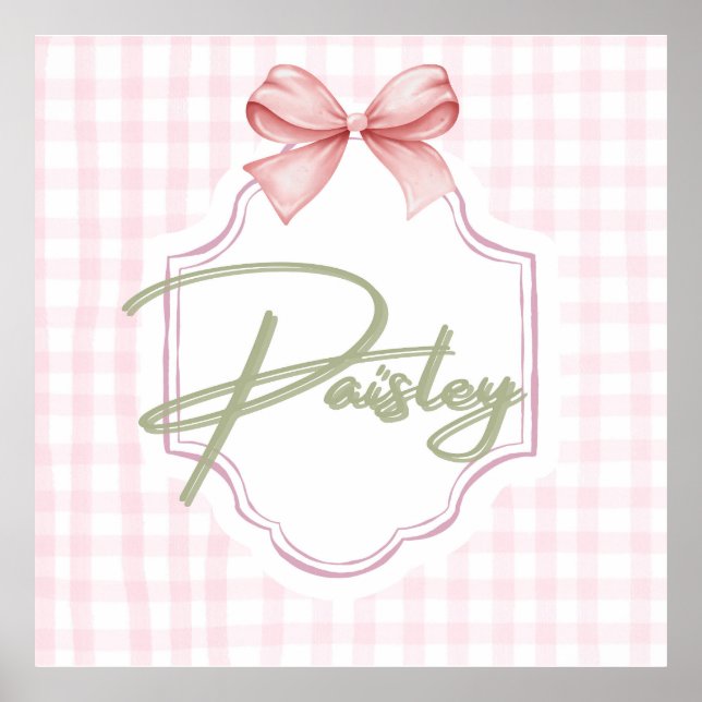 Póster Pisley Baby Nursery Gingham Personalizado (Frente)