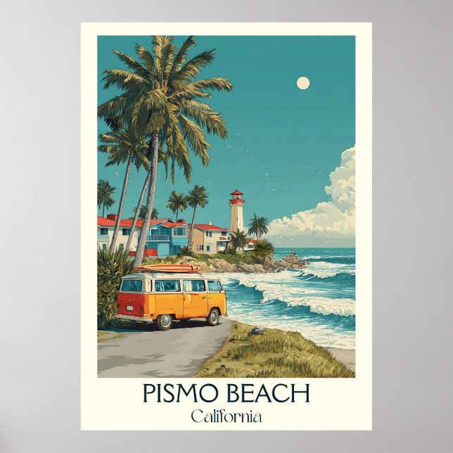 Póster Pismo Beach California Art Print | CA clásica (Frente)