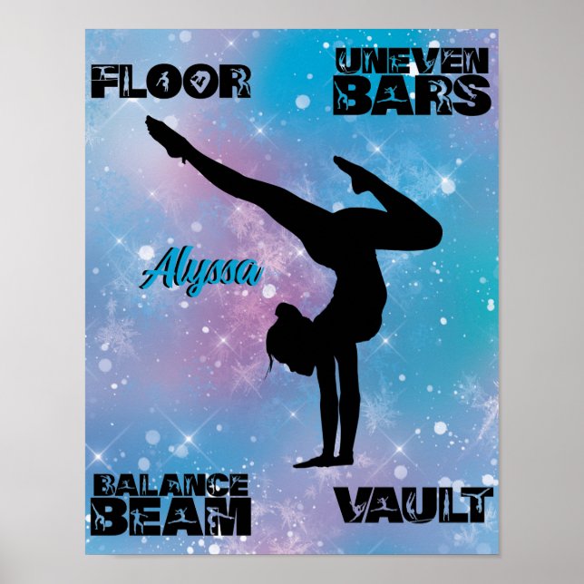 Póster Piso de gimnasia chica, bares, vigas, Vault Pastel (Frente)