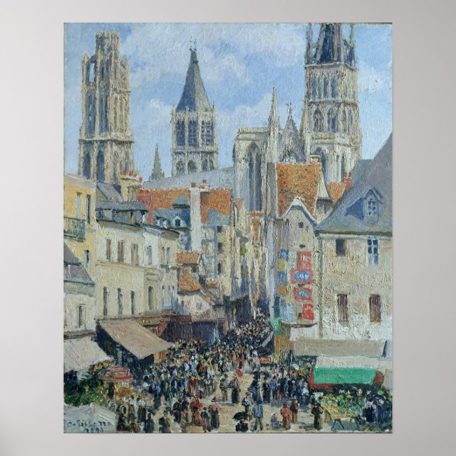 Póster Pissarro - Antiguo mercado Epicerie Street Rouen (Frente)