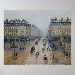Póster Pissarro - Avenue De L'Opera Nieve Morning 1898