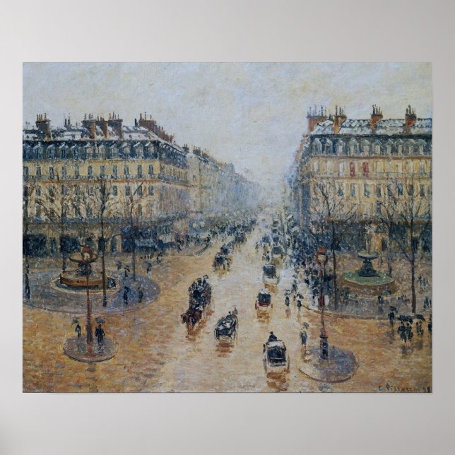 Póster Pissarro - Avenue De L'Opera Nieve Morning 1898 (Frente)