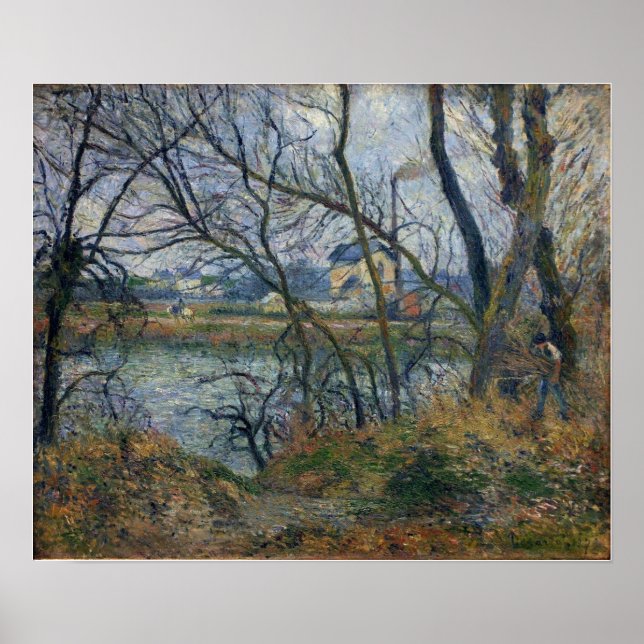 Póster Pissarro - Bancos De Oise Cerca De Pontoise Gray W (Frente)