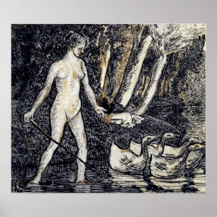 Póster Pissarro - Bather With Geese 1895
