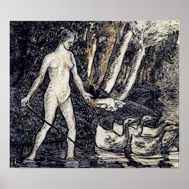 Póster Pissarro - Bather With Geese 1895 (Frente)